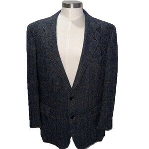 Wool Burberrys Vintage Men's 44 Dark Gray 2 button Pinstripe Blazer Jacket